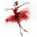 A graceful ballerina in mid-performance with a backdrop of abstract swirls capturing the essence of artistic expression