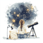 An enchanting celestial design showcasing astrological symbols intertwined with stars and a midnight backdrop