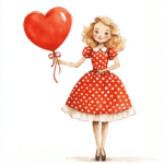 A heartwarming illustration features a girl with a cheerful expression holding her balloon in a sunny garden setting