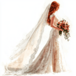 A romantic bridal portrait showcases a bride gazing lovingly at her bouquet of white peonies and greenery