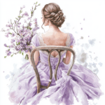 A whimsical illustration of a bride dancing joyfully in a field of vibrant wildflowers