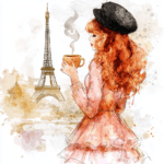 A charming street view of Paris featuring quaint buildings and the Eiffel Tower in the background