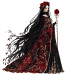A stunning art print featuring a gothic princess with long flowing hair and a crown of silver thorns