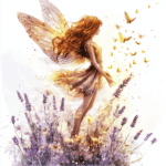 A magical fairy holding a glowing lantern illuminating a night filled with stars and flowers