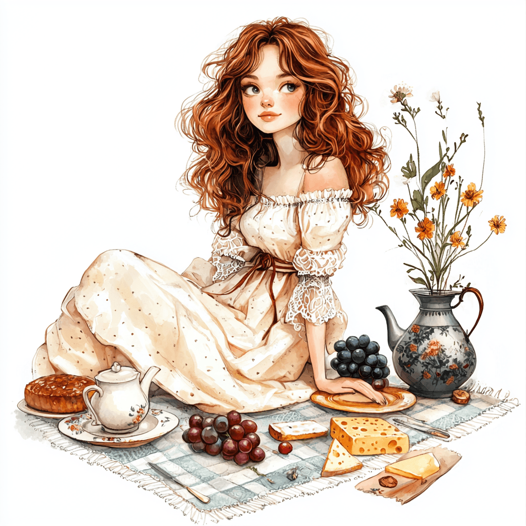 A cozy gathering with a vibrant bouquet of wildflowers placed beside freshly baked bread and fruit