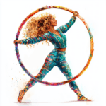A dynamic illustration captures a dancer mid-twirl with flowing ribbons blending into a spectrum of colors