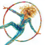 A vibrant clipart displays a dancer leaping through a burst of colorful confetti creating a festive atmosphere