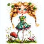 A cute fairy holding a lantern illuminating a magical forest scene at twilight