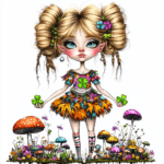 A delightful forest sprite perched on a tree branch adorned with bright blossoms