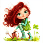 A delightful fairy sitting on a swing made of vines and flowers in a sunny clearing