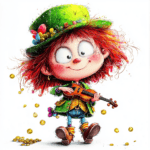 A delightful leprechaun peeking out from behind a giant green mushroom adding a touch of whimsy to the scene