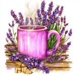 A delightful lavender mug featuring a whimsical design with a butterfly perched on the rim