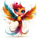 A magical phoenix rising from golden flames with intricate details and a shimmering aura