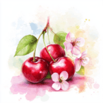 A delightful cluster of cherries and flowers creating a joyful summer scene