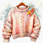 A cozy sweater featuring a lovely bouquet of flowers and a soft texture perfect for fashion decor
