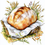 A close-up of a freshly baked artisan bread loaf with steam rising in a cozy kitchen setting