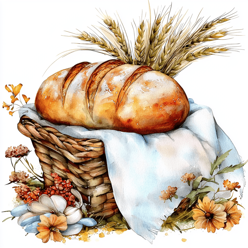 A rustic bread board featuring an array of different breads including ciabatta and focaccia