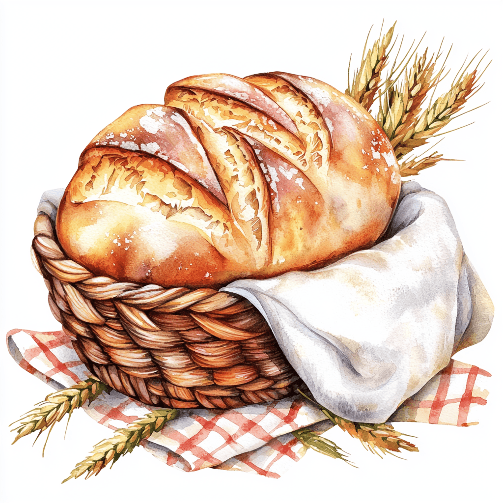 A loaf of multigrain bread with seeds glistening on top surrounded by kitchen utensils