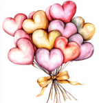 A charming illustration of a heart balloon with delicate floral patterns perfect for nursery decor