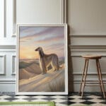 A stunning equestrian decor piece illustrating a powerful horse silhouetted against a dramatic golden sunset