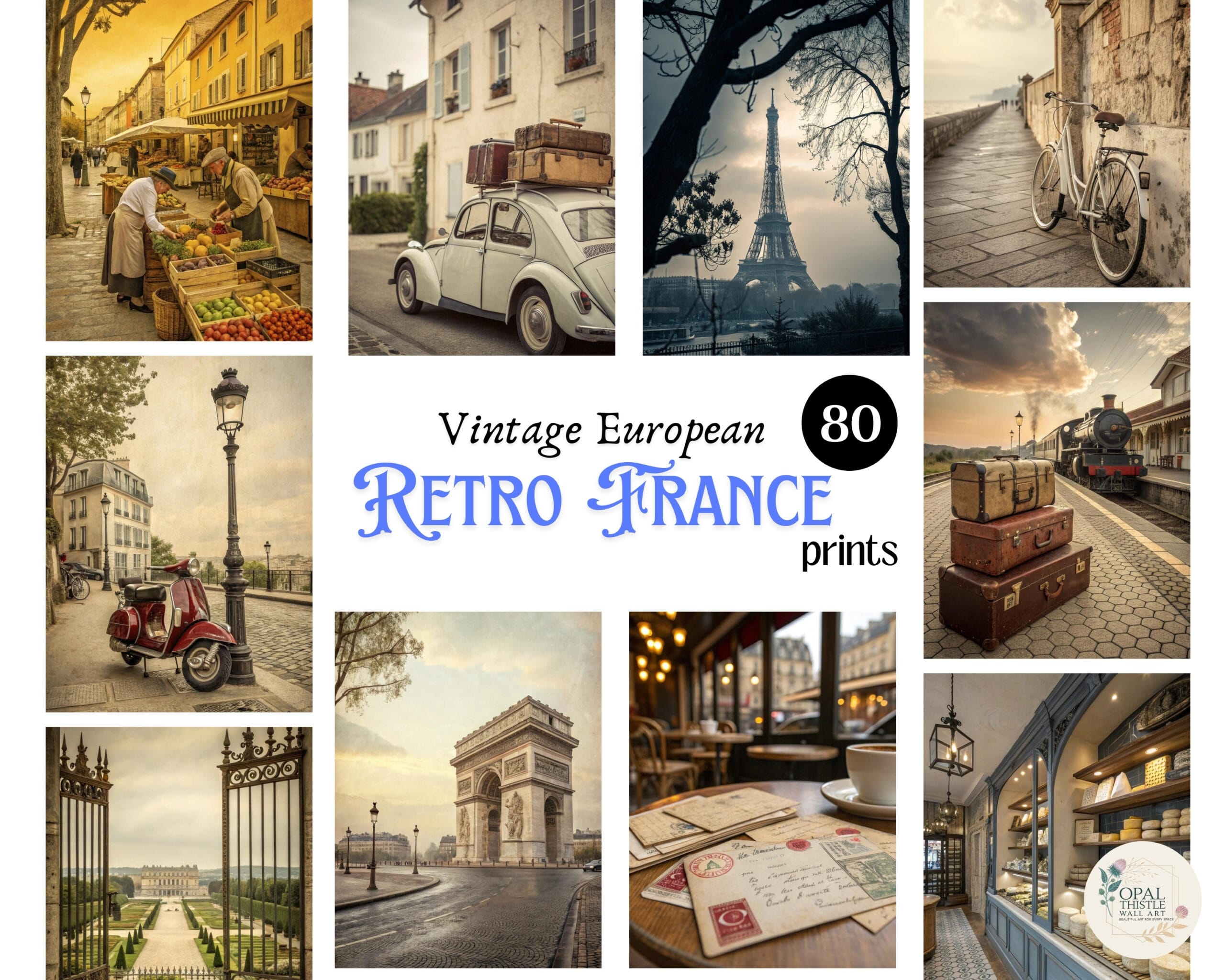 A nostalgic wall art piece featuring a bustling marketplace with vibrant colors and lively figures in period attire