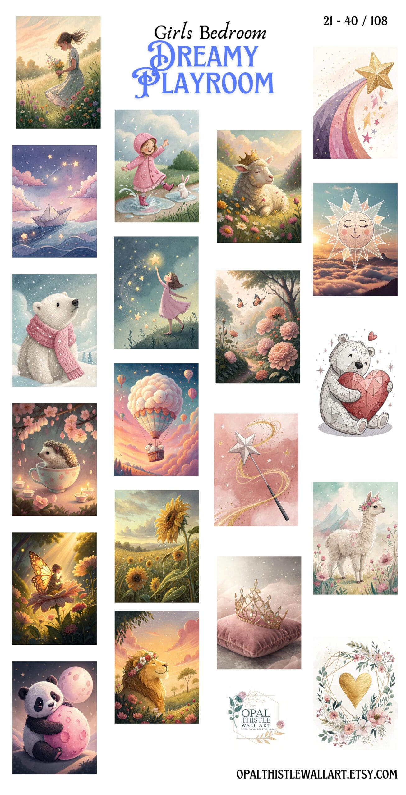 A charming illustration of a playful fox nestled among colorful flowers on a dreamy background